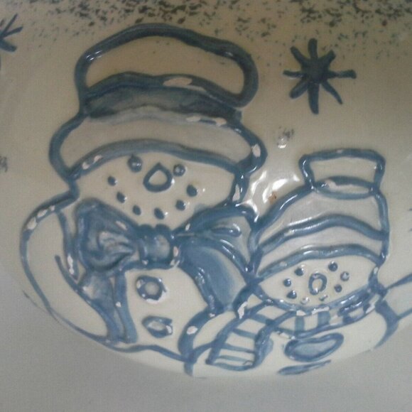 Snowman Winter Tea pot snowfalkes white - Picture 4 of 5